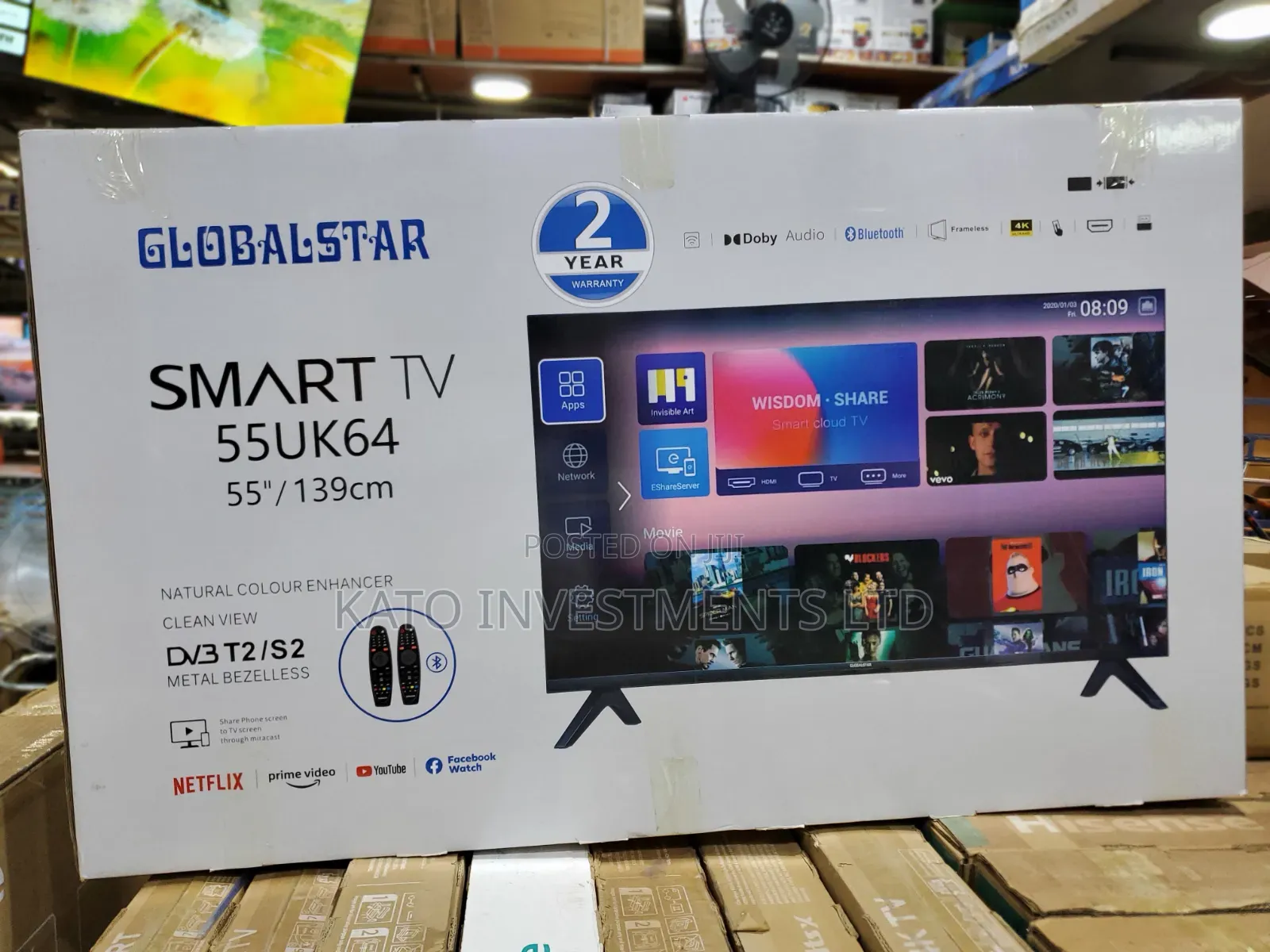 Globalstar 55 Inches TV With 2 Remotes and 2 Years Warranty