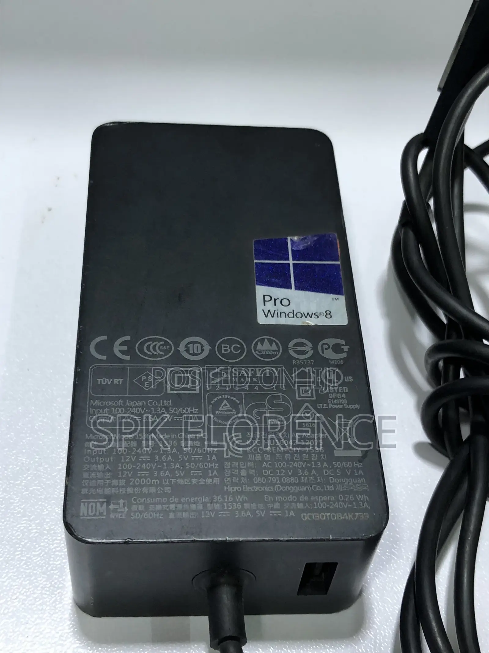Microsoft Surface Pro AC Power Adapter (Model 1536).