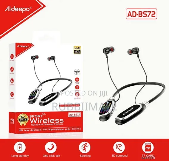 Wireless Sport Neckband Earphones ~Aldeepo AD-BS72