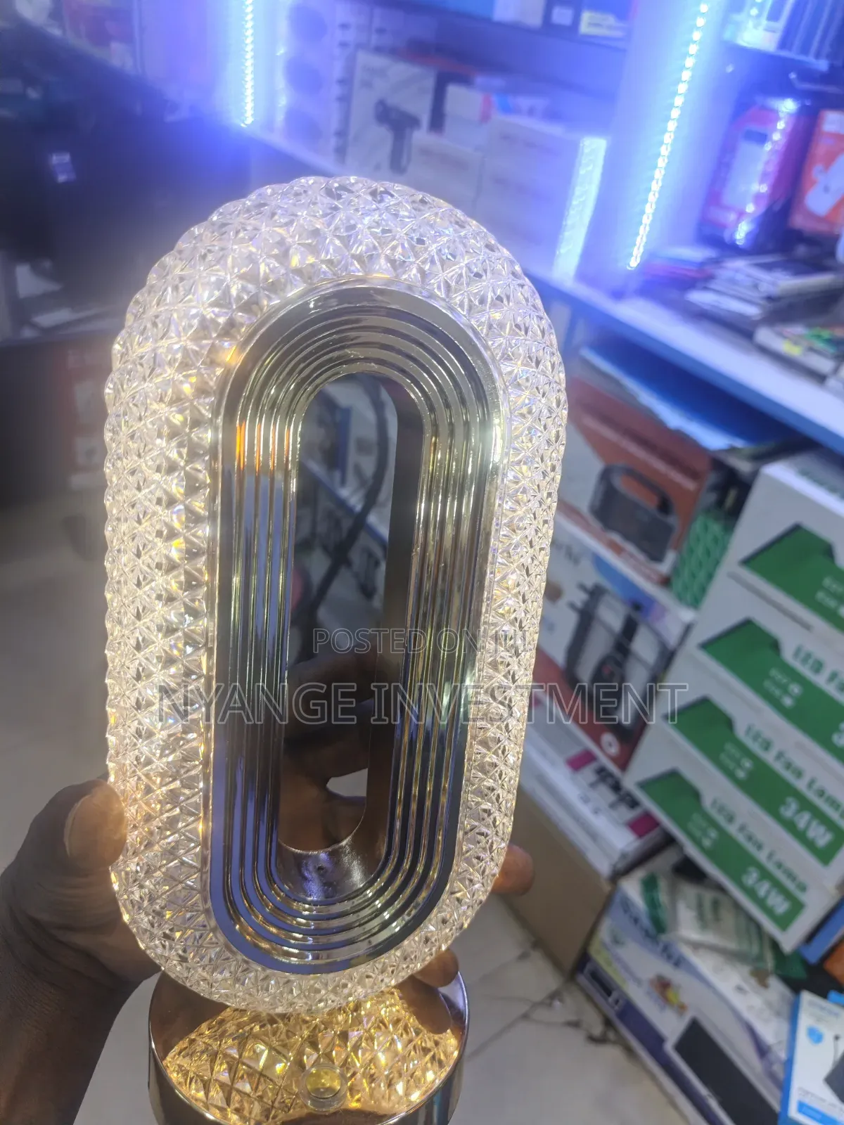 Crystal Table Lamp, USB-rechargeable LED Table Lamp With Touch Control