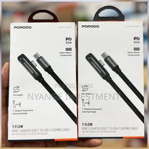 Porodo T-Flow 60W T-Shaped USB-C to USB-C Gaming Cable