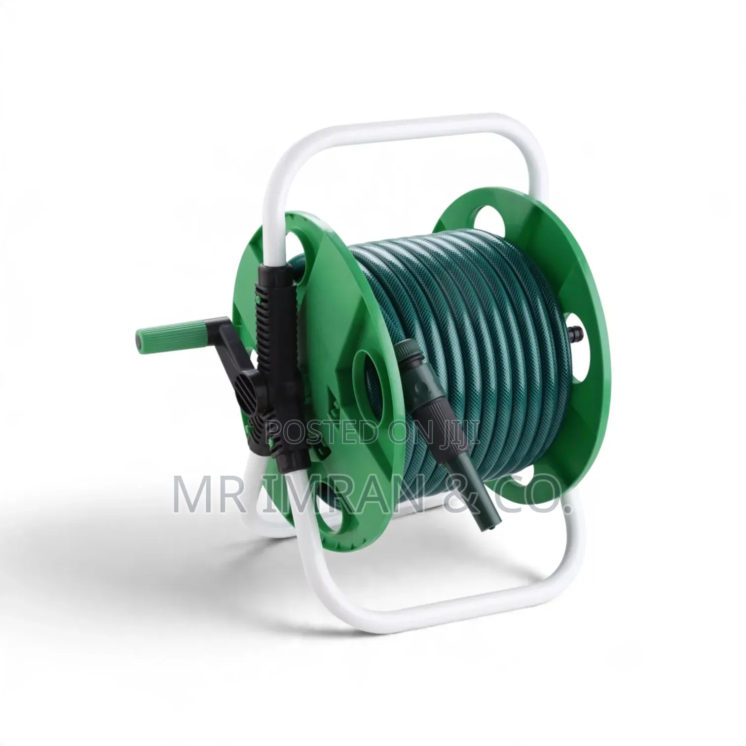 Free-Standing Green PVC Garden Hose Reel