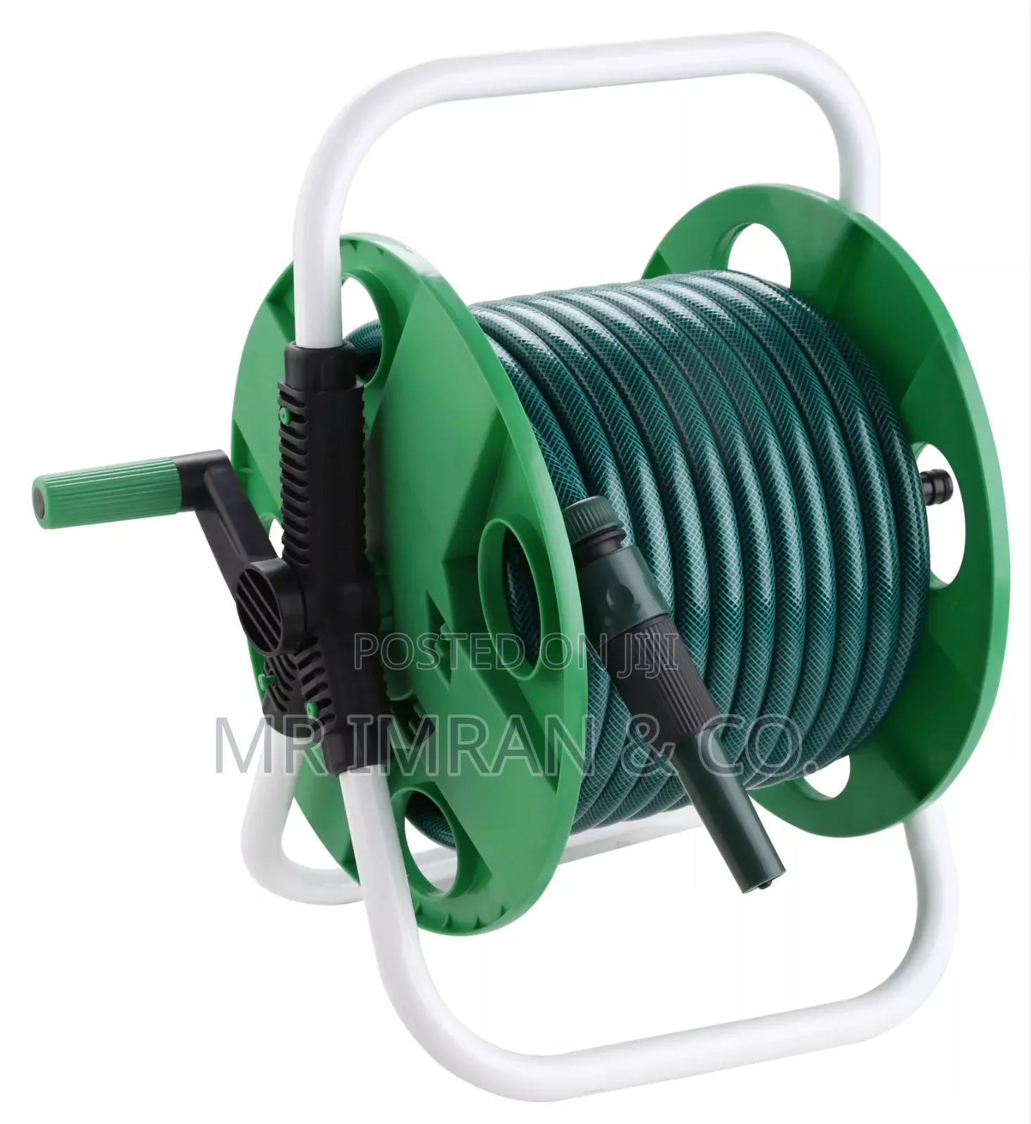 Free-Standing Green PVC Garden Hose Reel