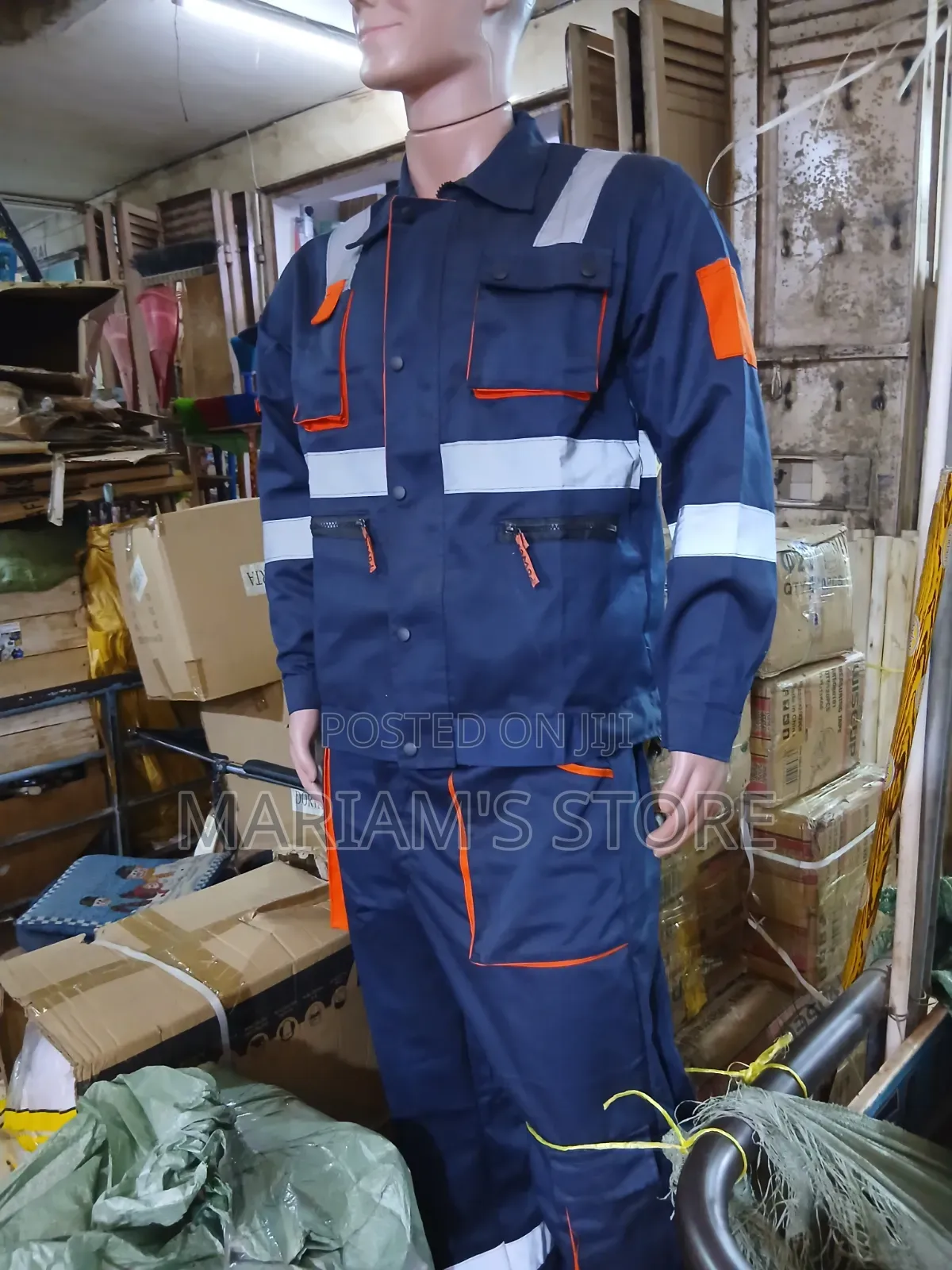 American Safety 2-Piece Blue Reflective Work Suit in a Navy Blue
