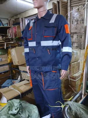 American Safety 2-Piece Blue Reflective Work Suit in a Navy Blue