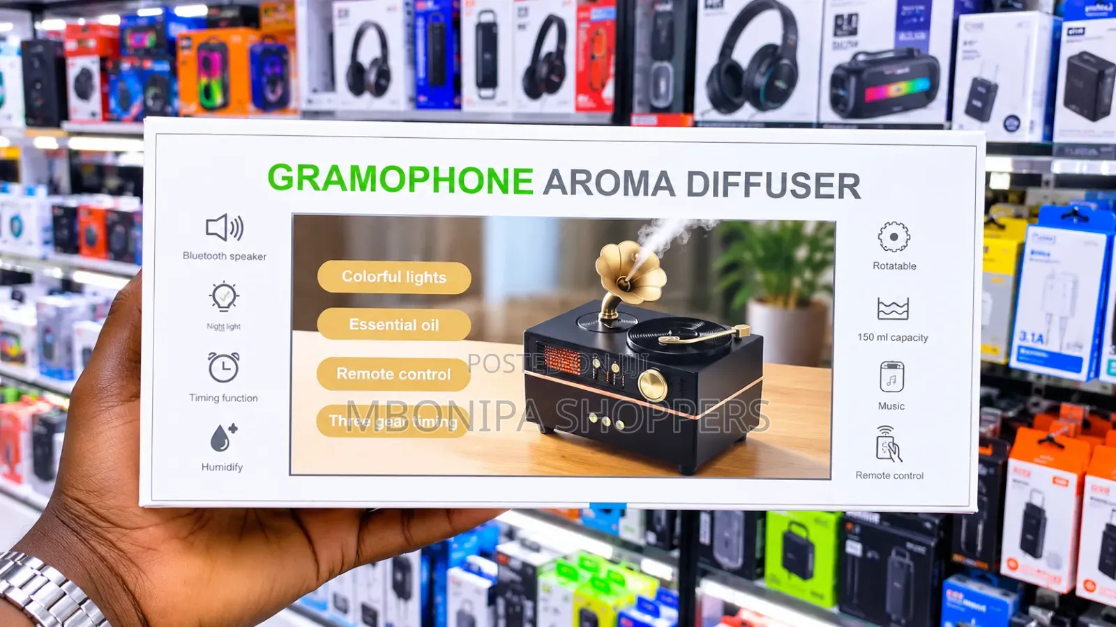 Gramophone Aroma Diffuser With Bluetooth Speaker & Remote Control