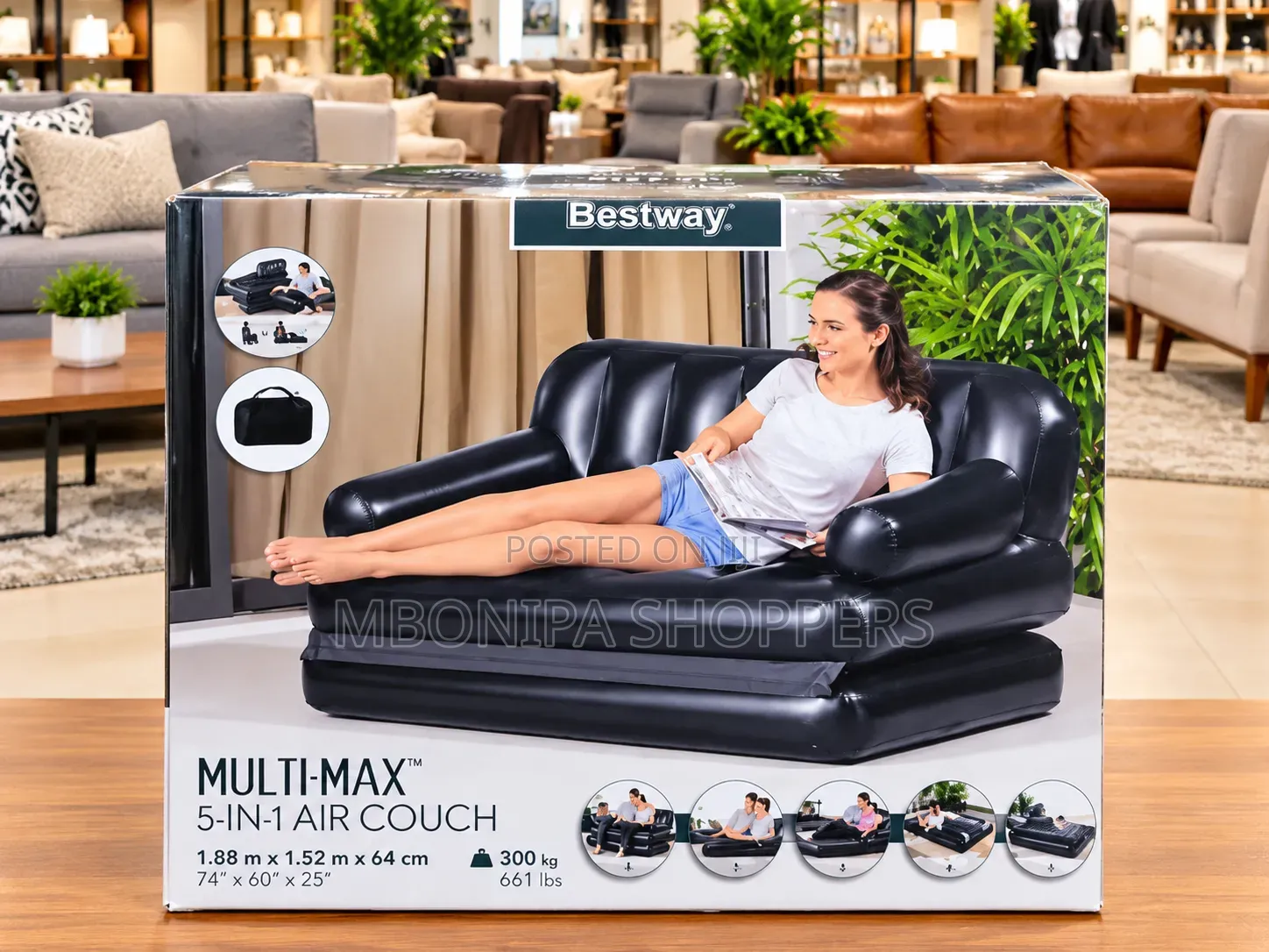 Bestway Multi-Max 5-in-1 Inflatable Air Couch – 300kg Capacity