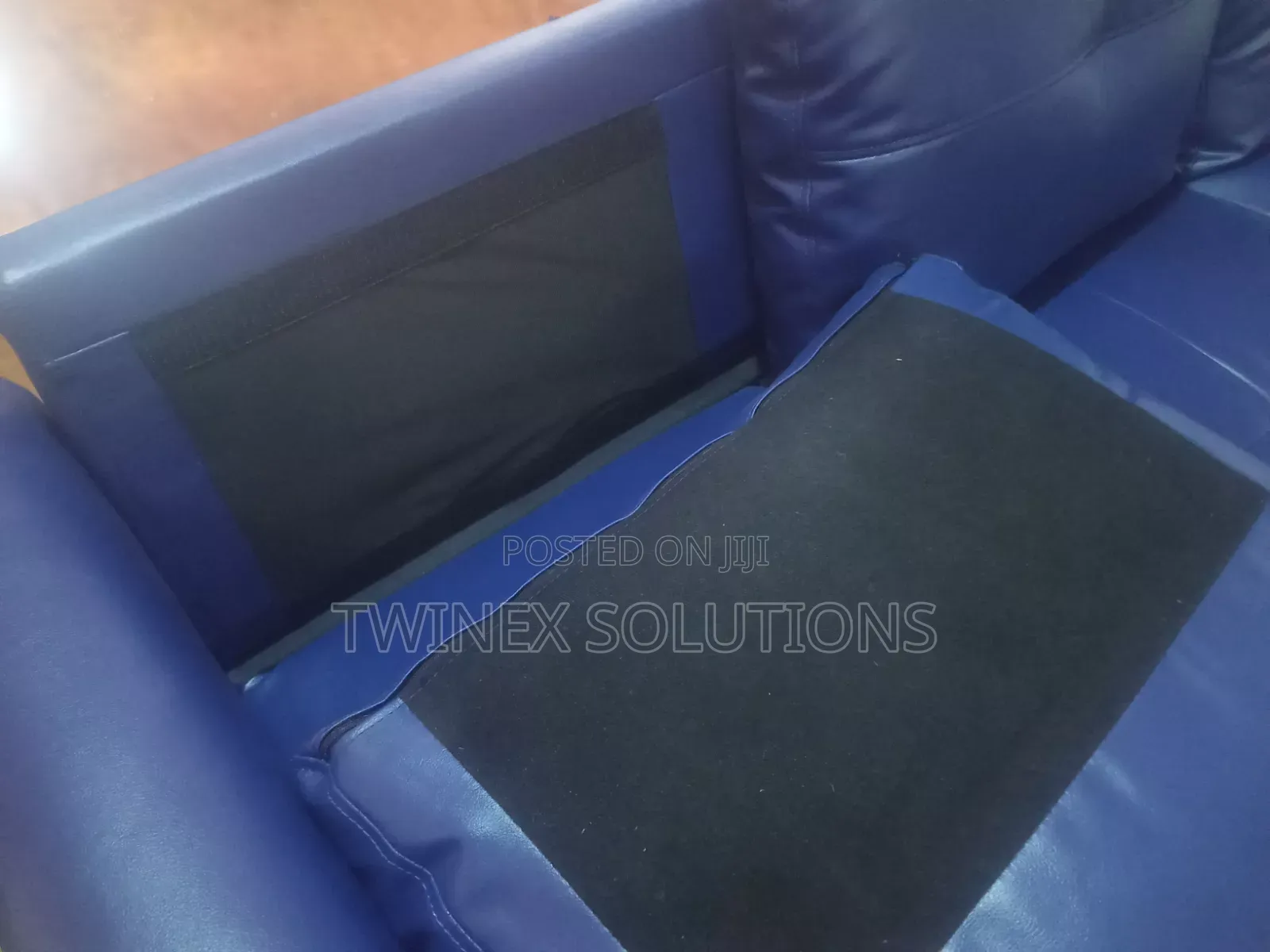 Premium 3-Seater Blue Faux Leather Reception Sofa