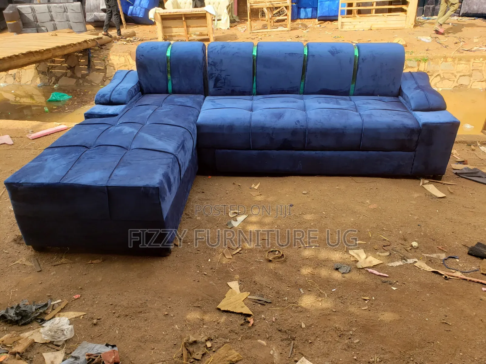 6 Seater L Sofa Available in Blue Color