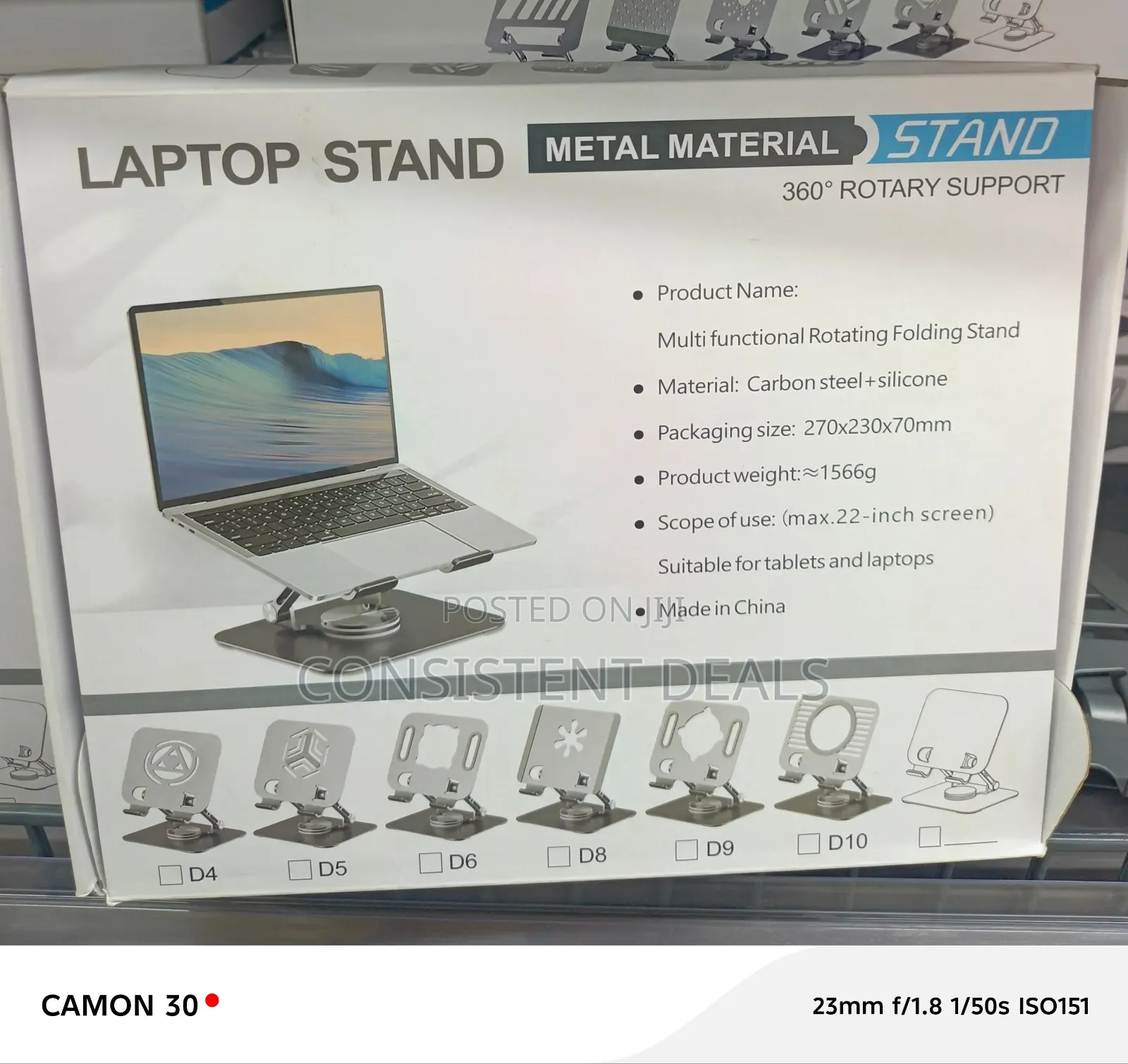 Rotating Folding Laptop Stand With a 360° Rotary Support