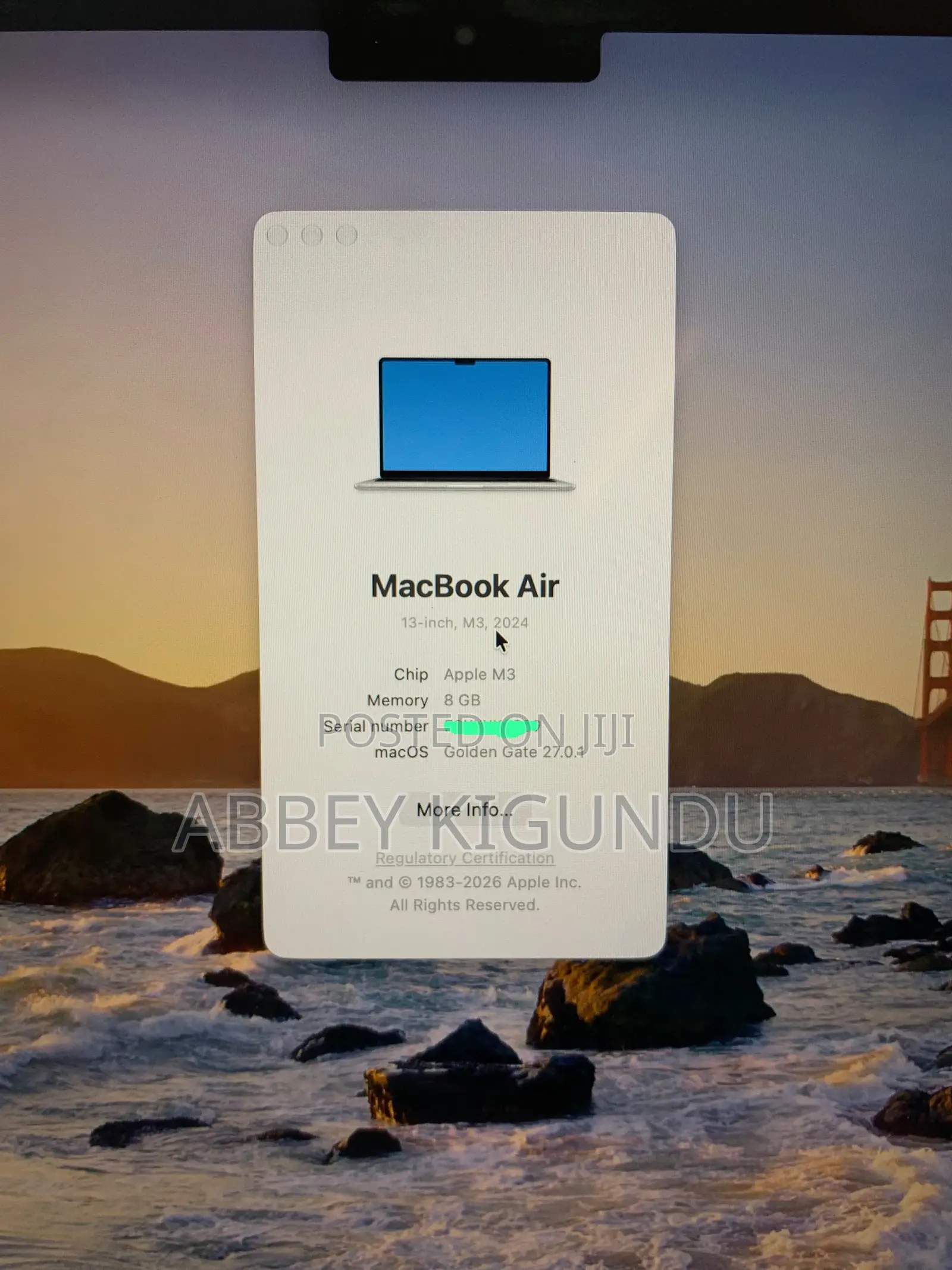 Laptop Apple MacBook Air 2024 M3 8GB Apple M3 SSD 256GB