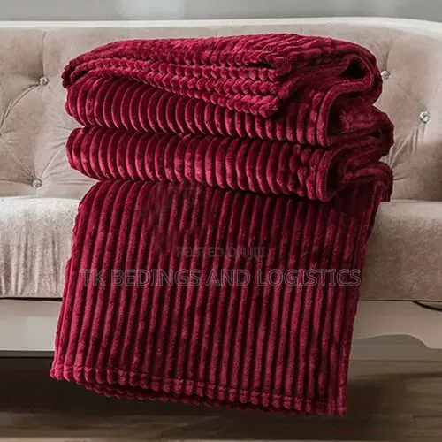 Stripped Soft Blanket Maroon