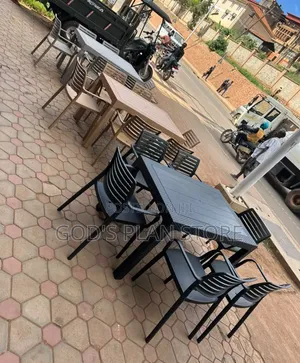Premium Rattan Outdoor Dining Plastic Table and Chairs Set