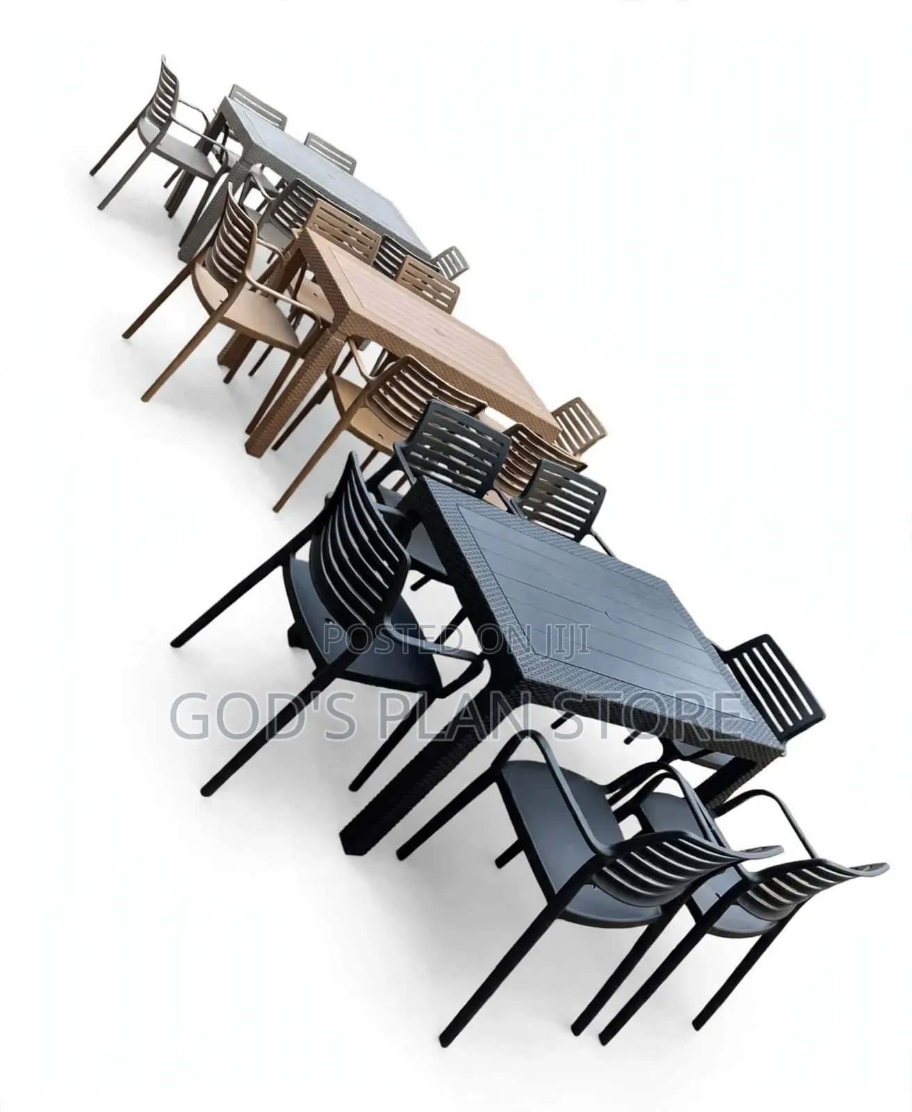 Premium Rattan Outdoor Dining Plastic Table and Chairs Set
