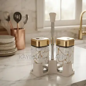 Modern White and Gold Marble Glass Spice Shaker & Condiment Set