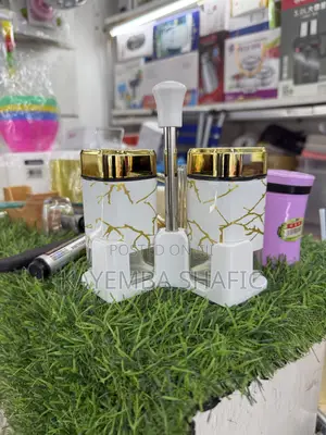 Modern White and Gold Marble Glass Spice Shaker & Condiment Set