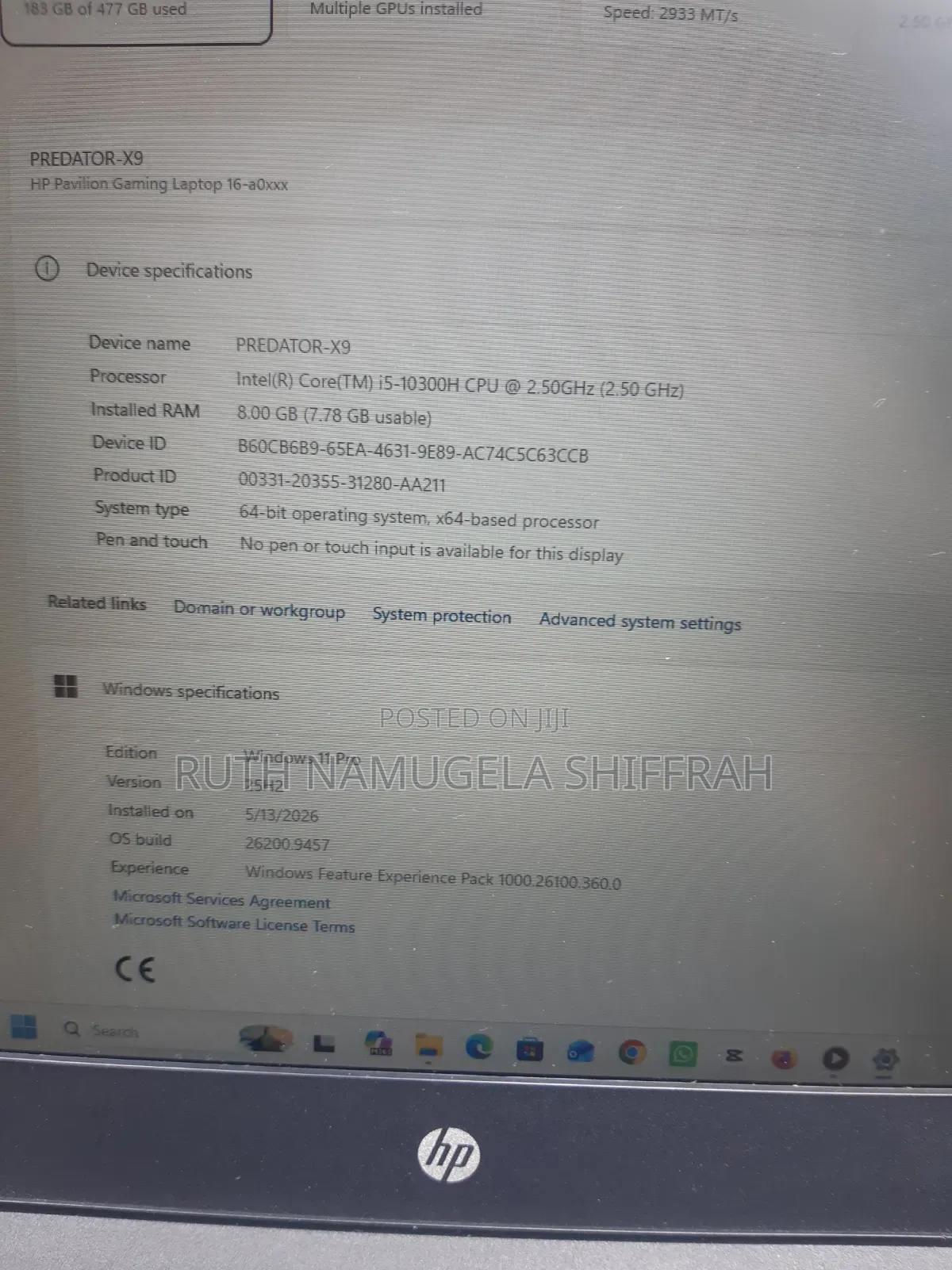 Laptop HP 14-dq1088wm 8GB Intel Core i5 SSD 500GB