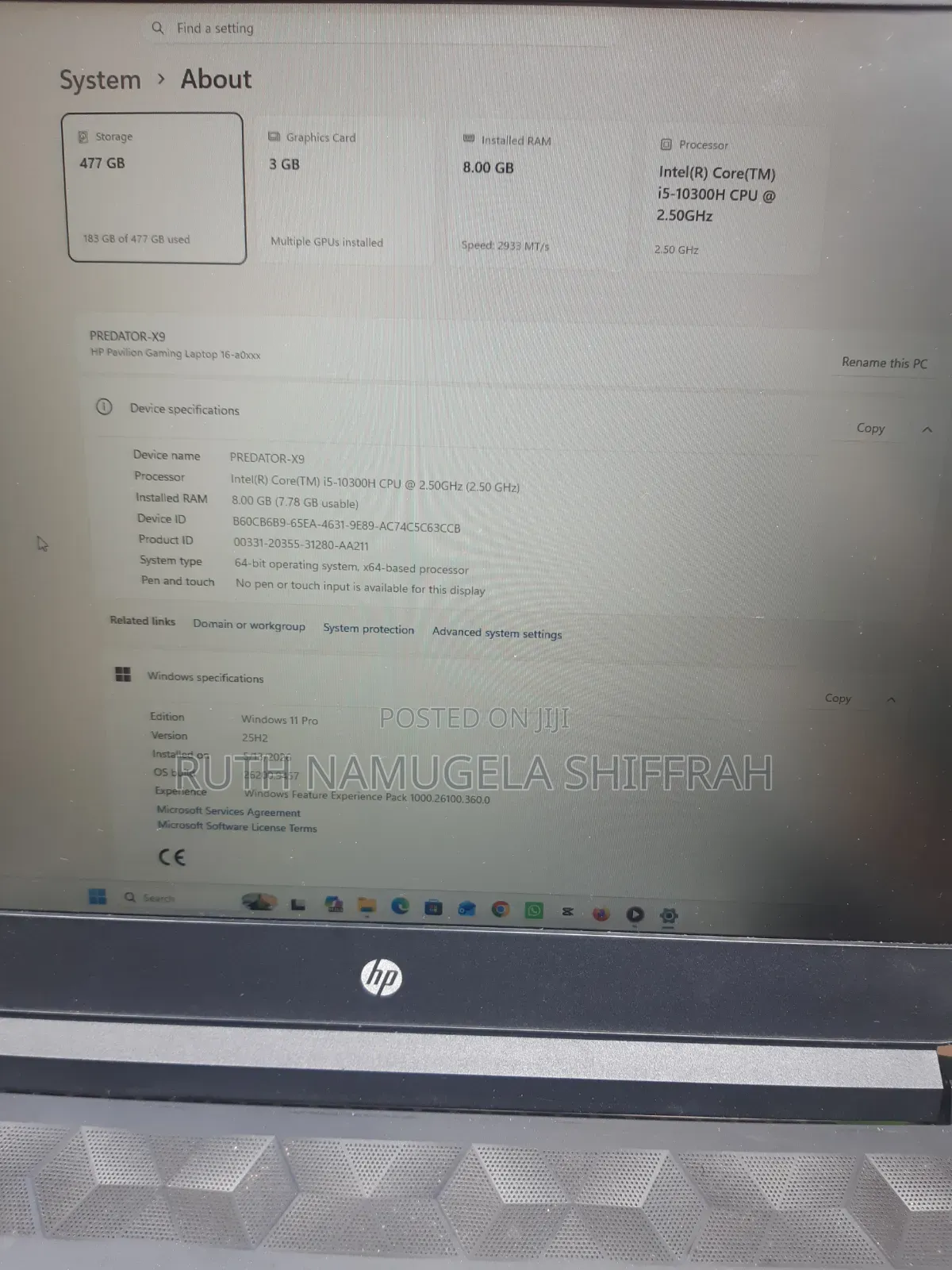 Laptop HP 14-dq1088wm 8GB Intel Core i5 SSD 500GB