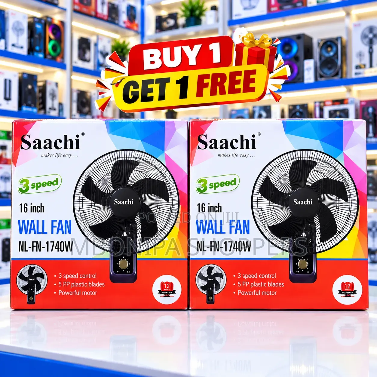 Saachi 16-Inch Wall Fan – Buy 1 Get 1 FREE! 