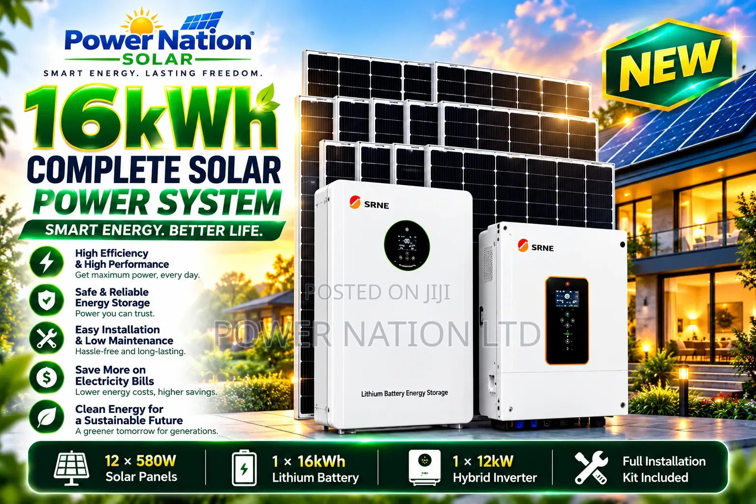 16kwh 48v Massive Clean Energy Hybrid Solar System Full Kit
