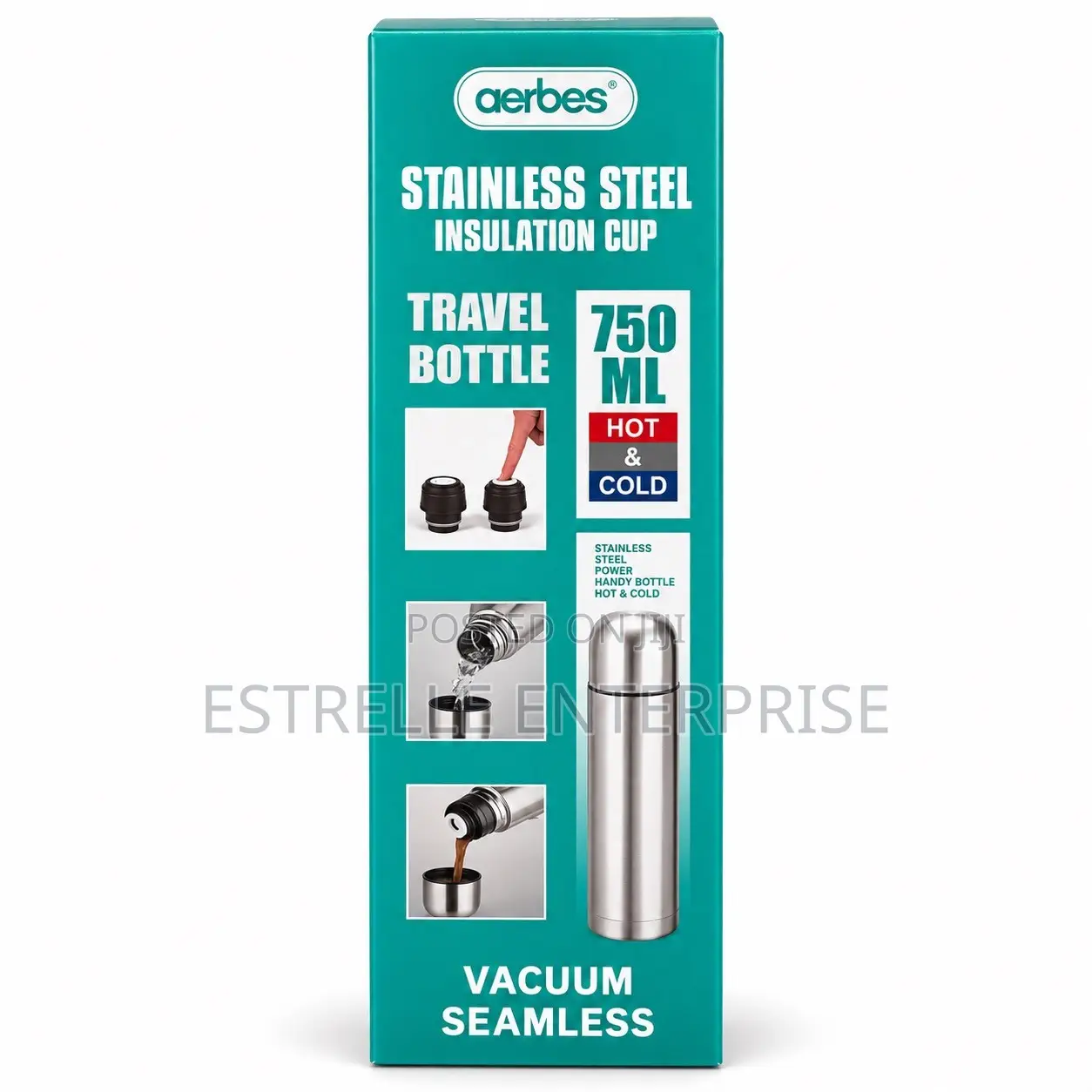 Aerbes 750ml Stainless Steel Vacuum Flask Hot & Cold Travel Bottle