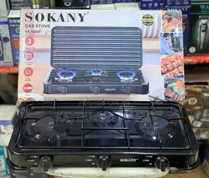 SOKANY SK-6003 3-Burner Tabletop Gas Stove With Protective Lid