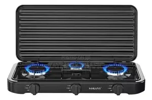 SOKANY SK-6003 3-Burner Tabletop Gas Stove With Protective Lid