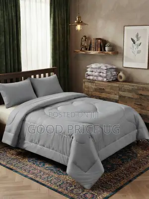 Grey Heart-Stitched Comforter Set