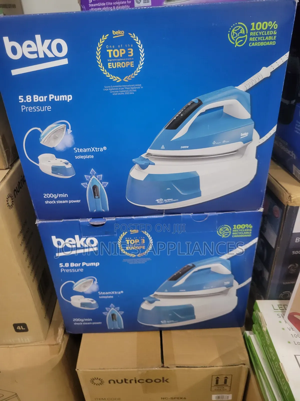 Steam Generator Iron With Large Water Tank – Blue and White