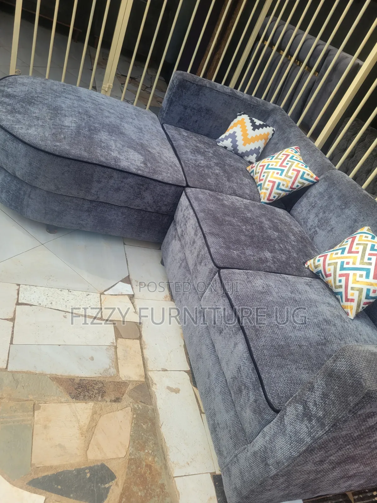 Simple L Shaped Sofa Readily Available in Gray Color