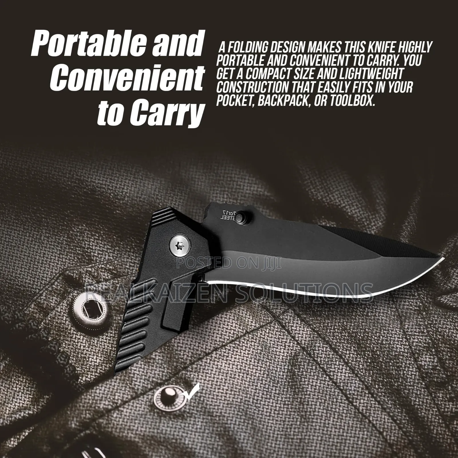 Folding Pocket Camp Knife With Flipper Open| Liner Lock| Belt Clip