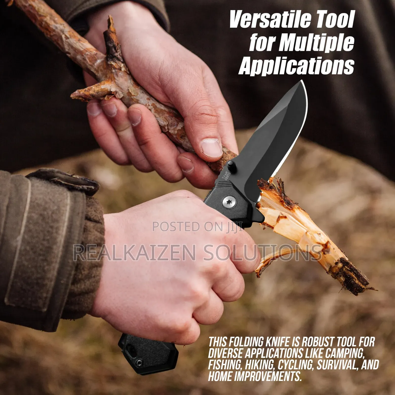Folding Pocket Camp Knife With Flipper Open| Liner Lock| Belt Clip