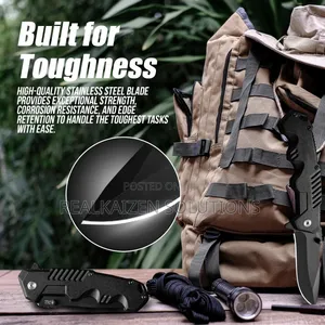 Folding Pocket Camp Knife With Flipper Open| Liner Lock| Belt Clip