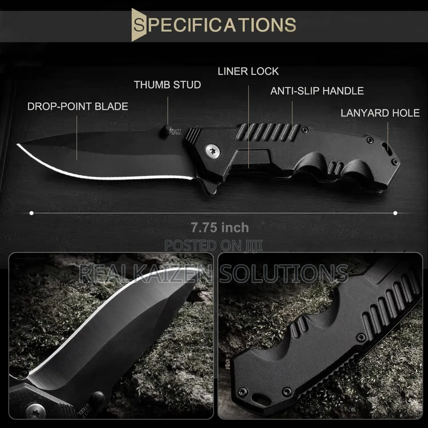 Folding Pocket Camp Knife With Flipper Open| Liner Lock| Belt Clip