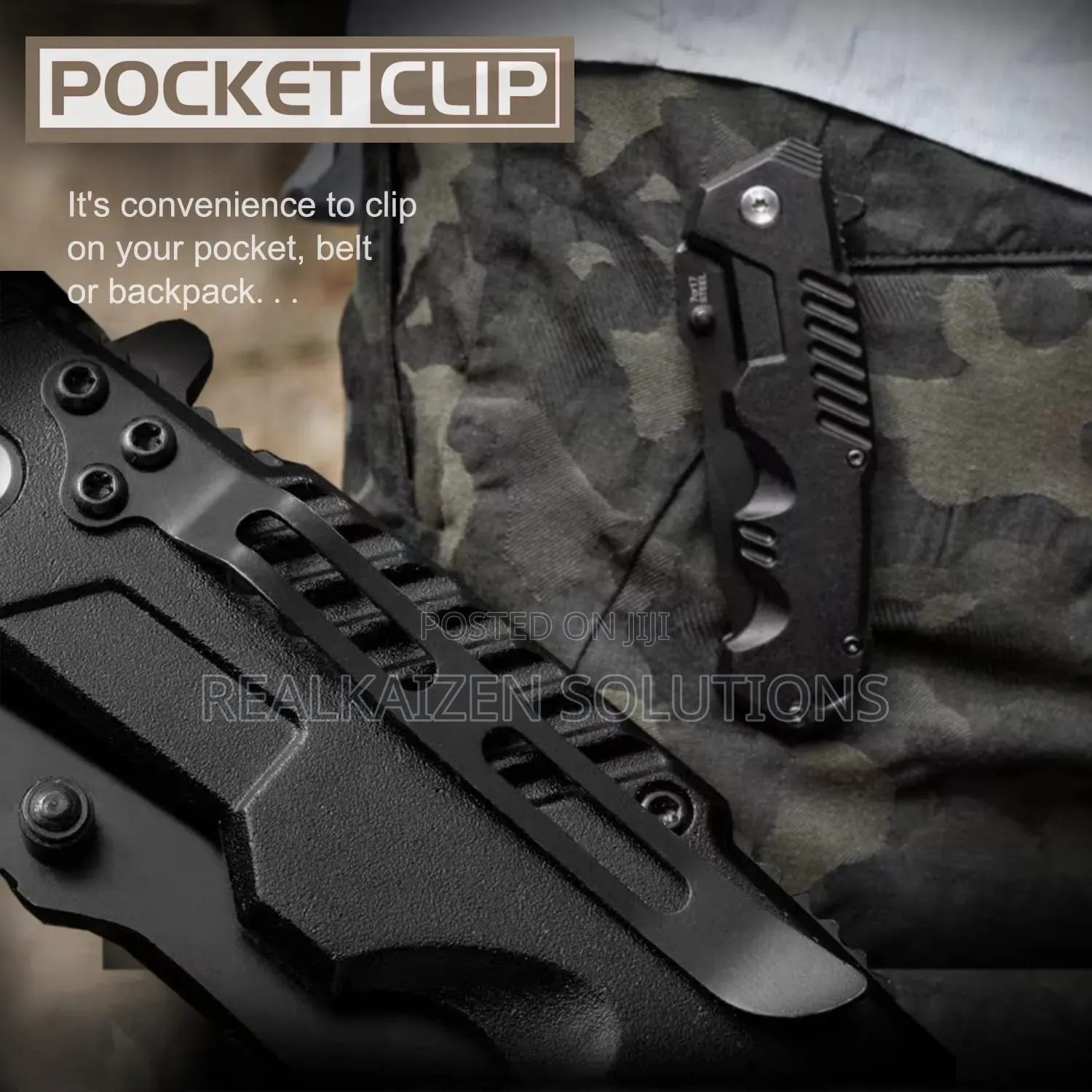 Folding Pocket Camp Knife With Flipper Open| Liner Lock| Belt Clip