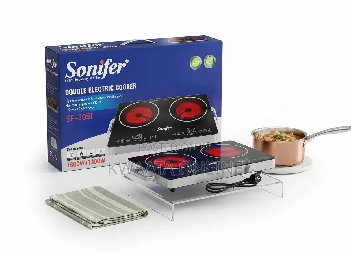 Sonifer SF-3051 Electric Cooker - 3600W Infrared Ceramic Double Burner