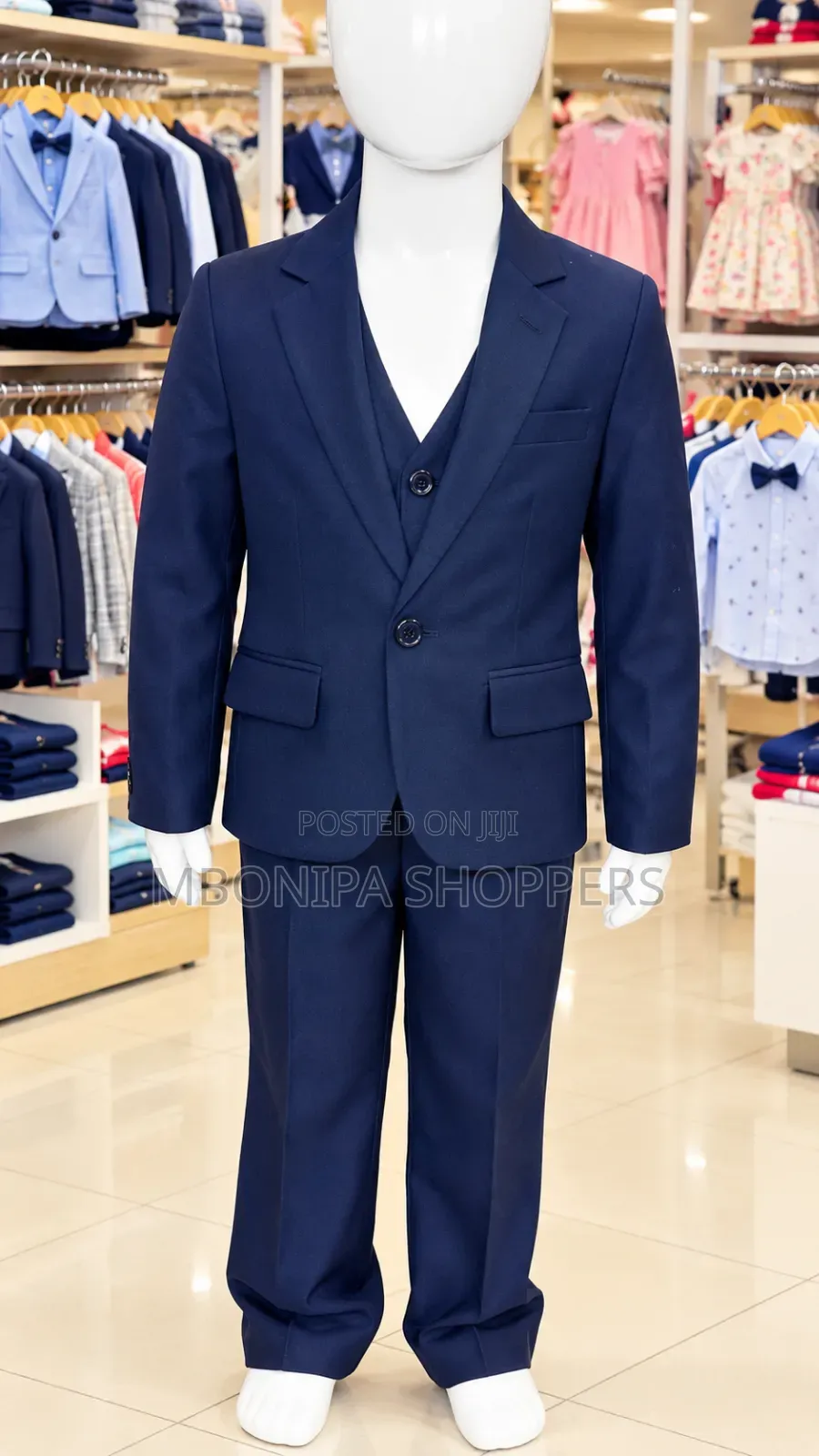 Premium Boys’ Navy Blue Formal Suit – Elegant 3-Piece Style