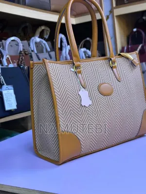 Herringbone Patterned Structured Tote Handbag