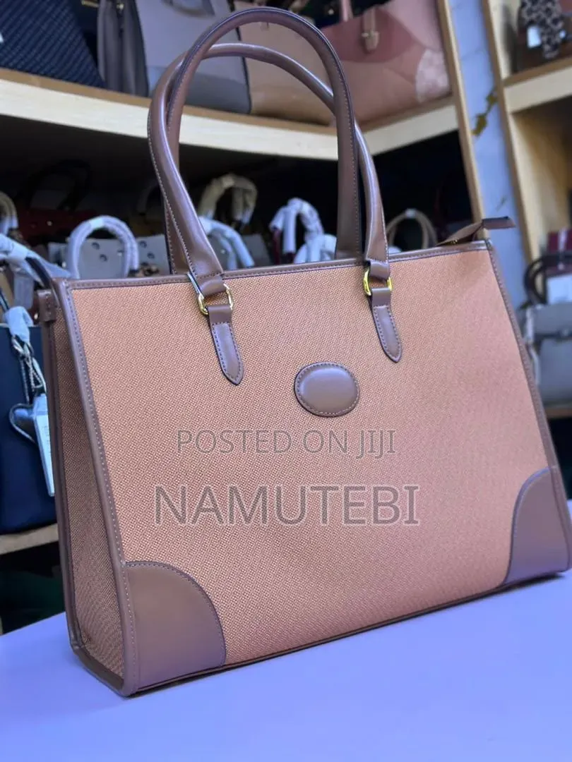 Herringbone Patterned Structured Tote Handbag