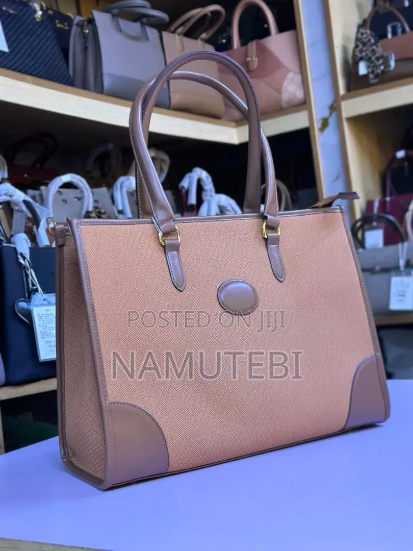 Herringbone Patterned Structured Tote Handbag
