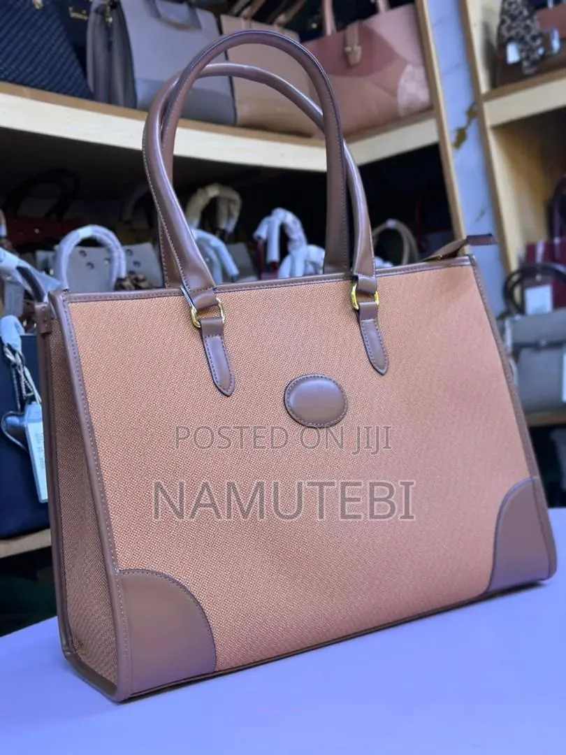 Herringbone Patterned Structured Tote Handbag