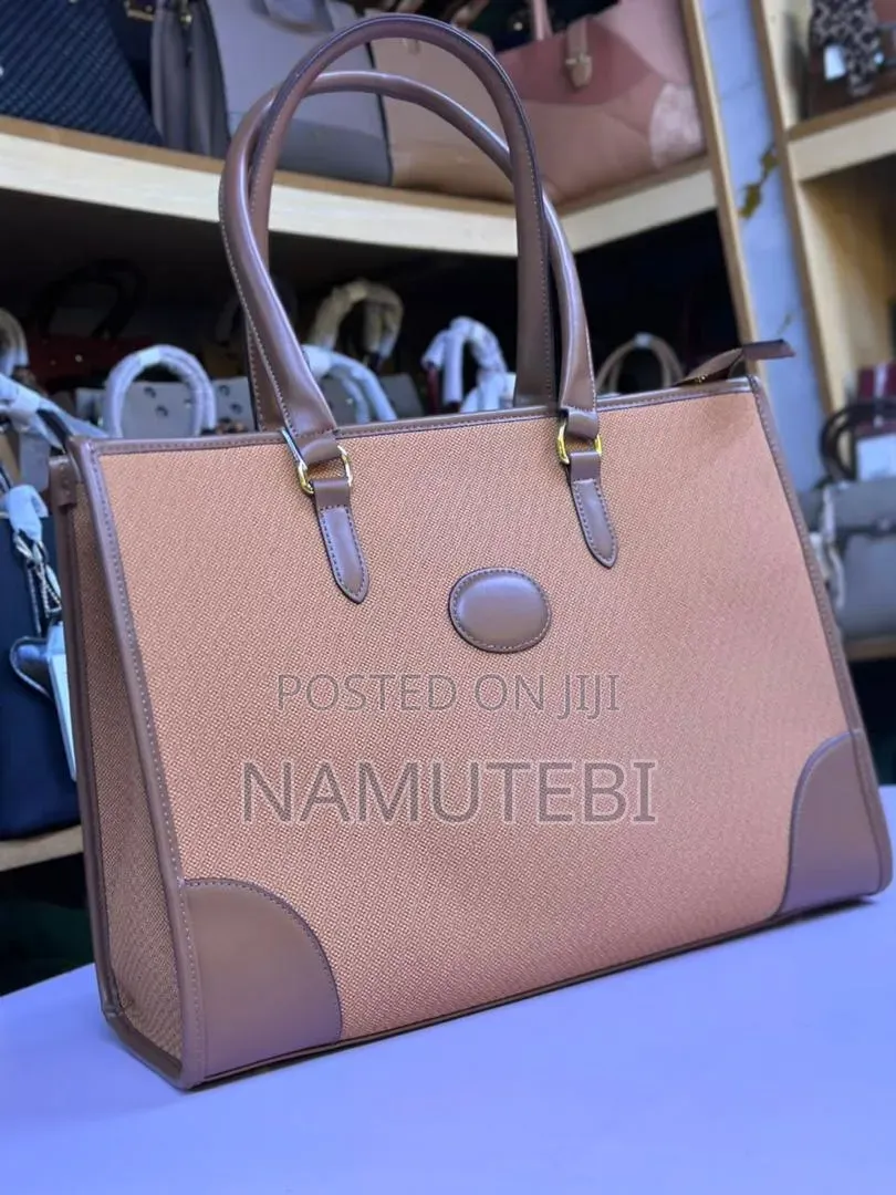 Herringbone Patterned Structured Tote Handbag