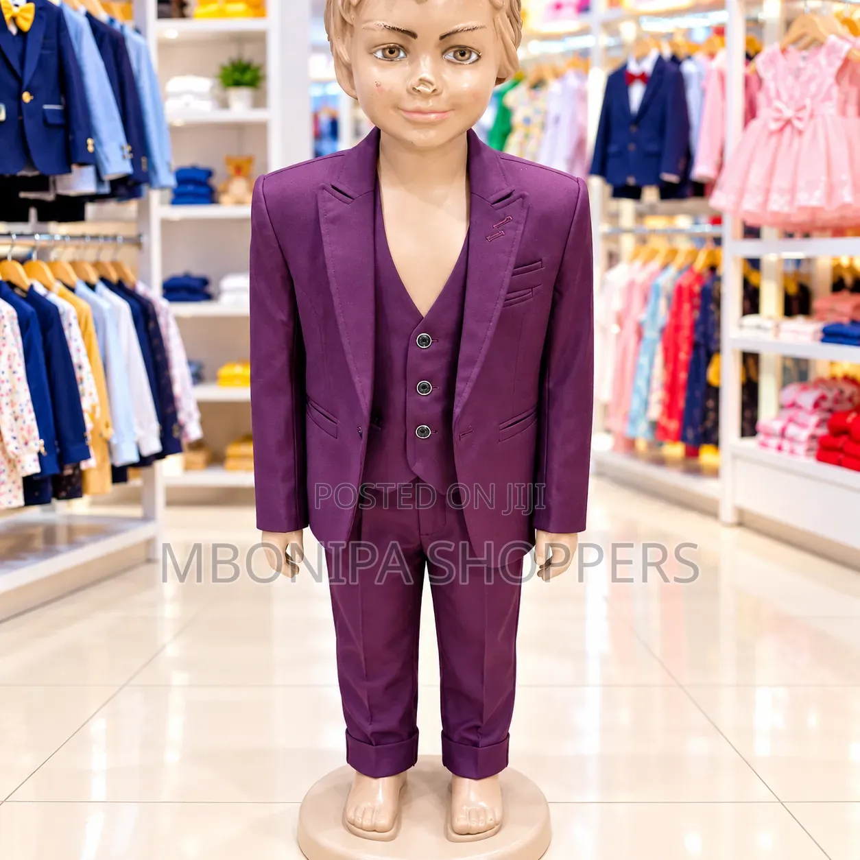 Elegant Boys’ 3-Piece Purple Suit – Stylish Formal Wear