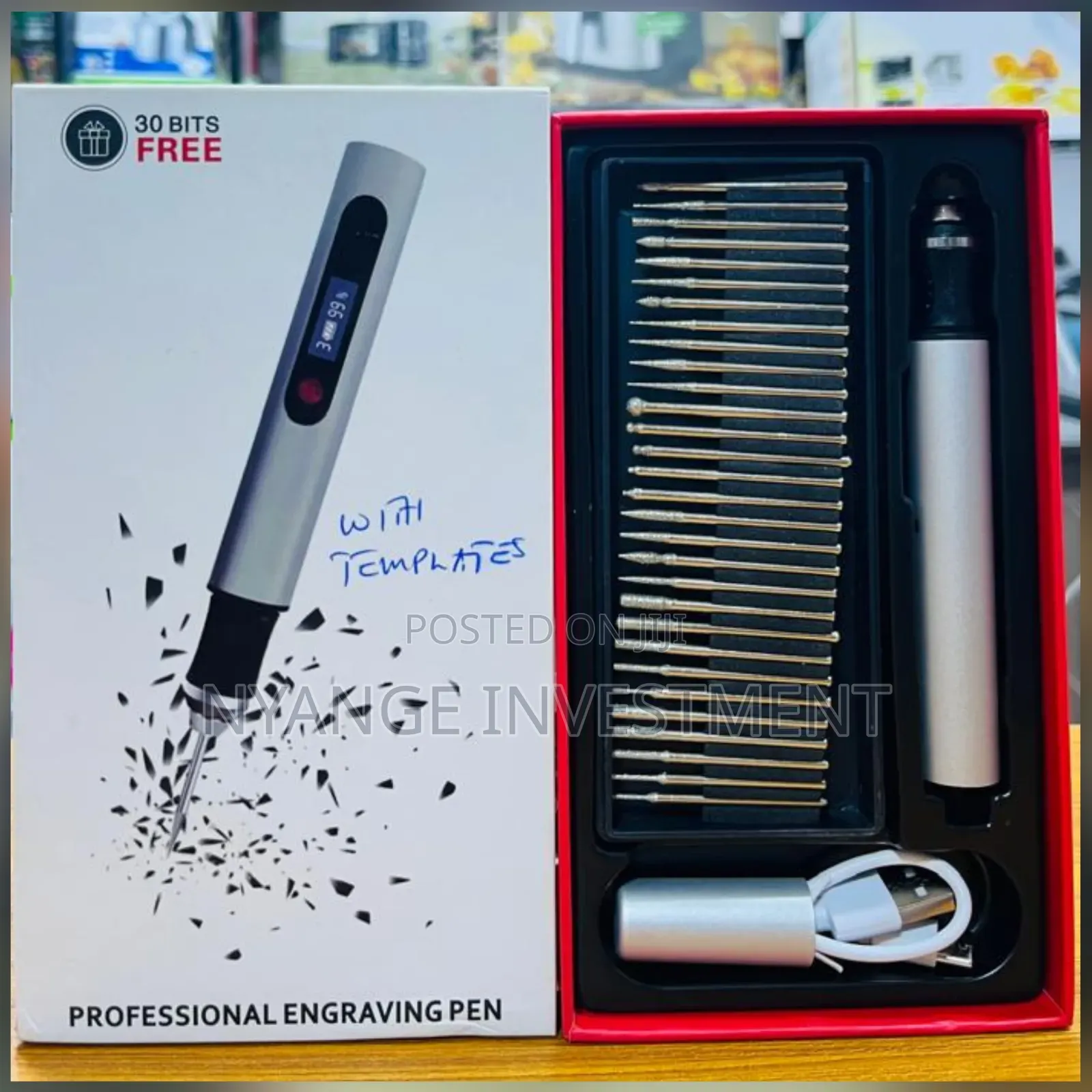30-in-1 Digital Rechargeable Electric Engraving Pen Kit With Templates