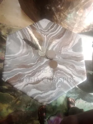 A Hexagonal,copper and Grey, Marble Table