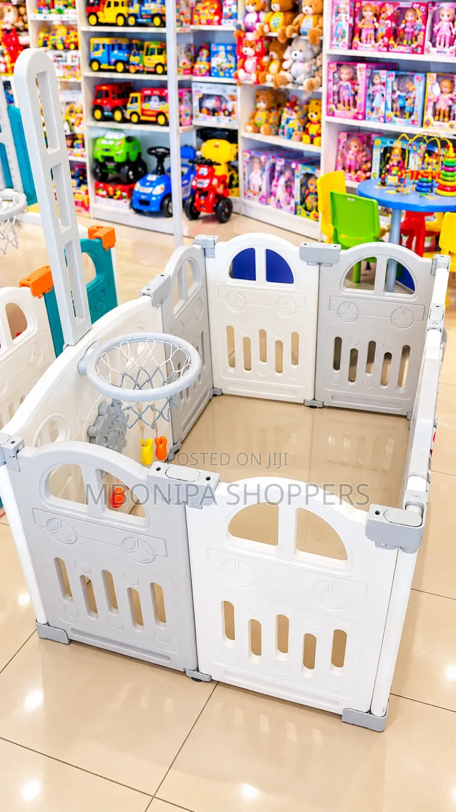 Kids Plastic Playpen With Basketball Hoop for Babies and Toddlers