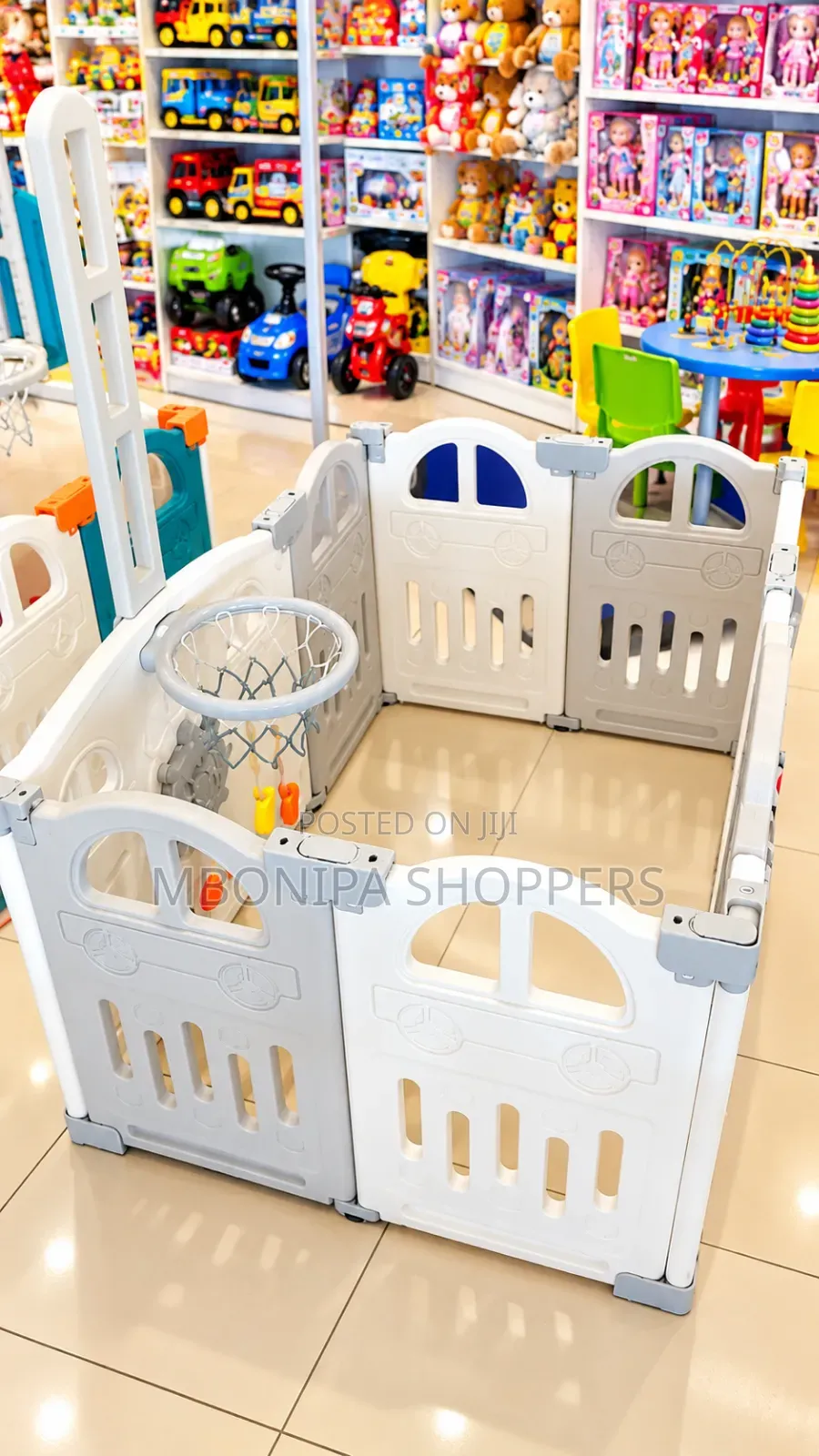 Kids Plastic Playpen With Basketball Hoop for Babies and Toddlers
