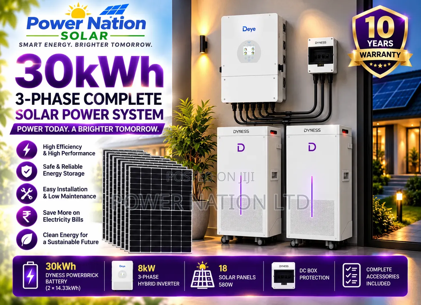 30kwh Sunmega Light Hybrid Lithium Solar System Full Kit