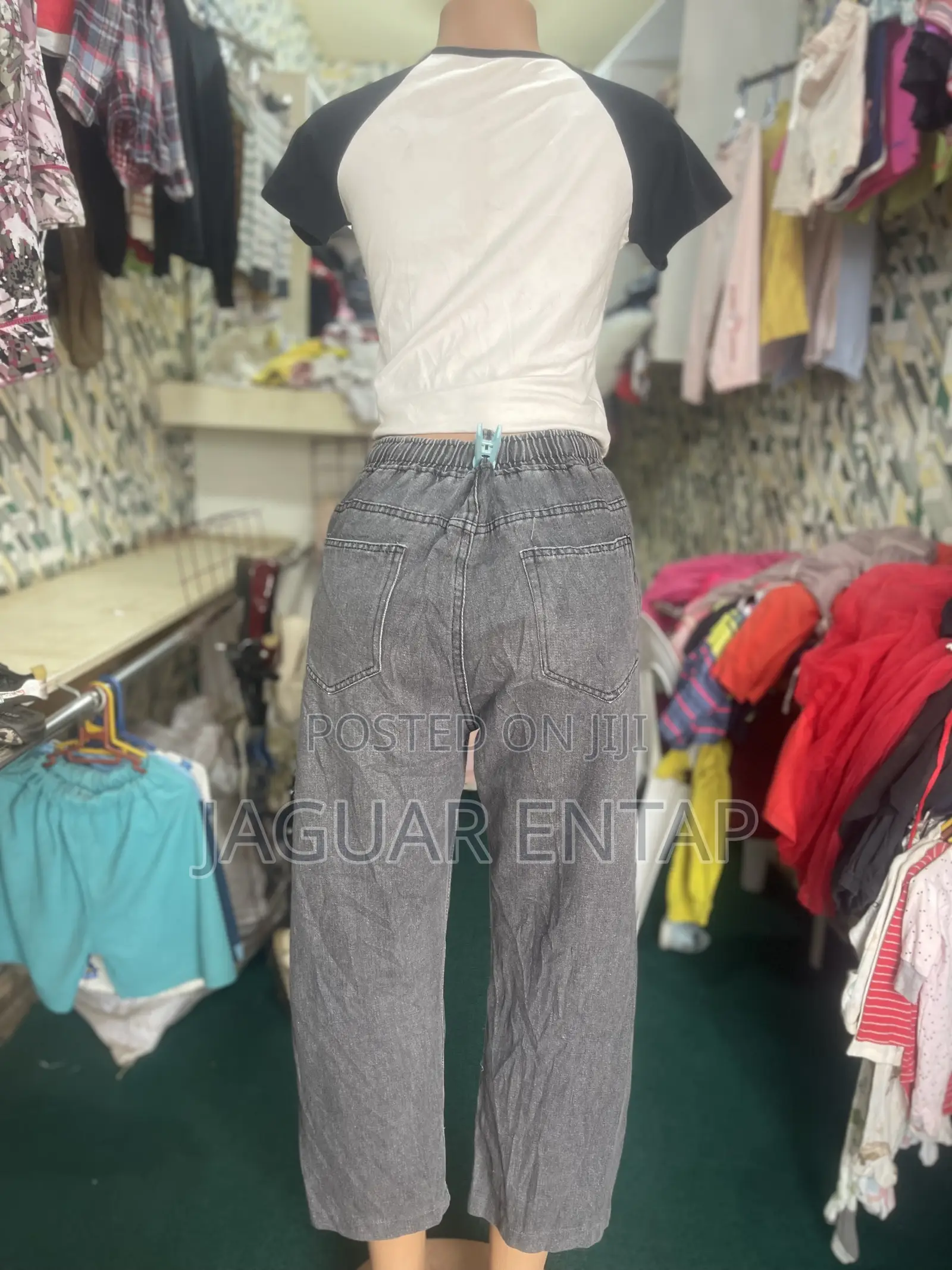 Ladies Grey Drawstring Pants + Bear Crop Top - Size S/M - Random Combo