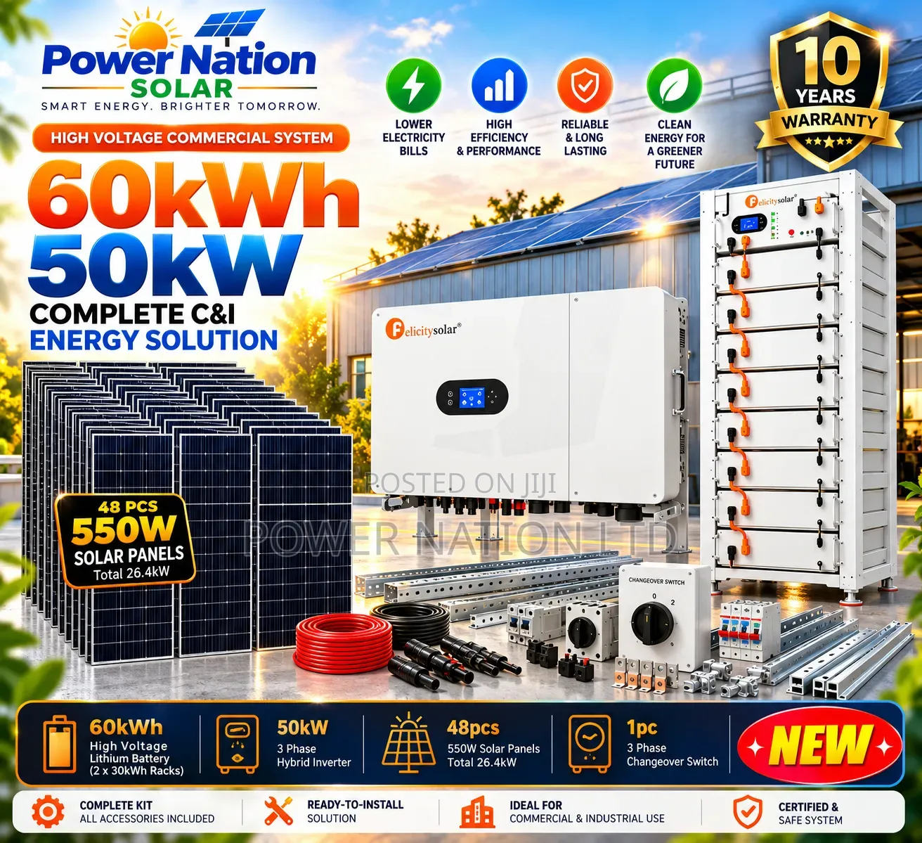 60kwh & 50kva 48v 3phase Massive Clean Energy Solar System Full Kit